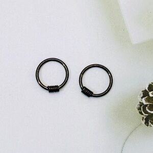 Solid Silver Small Huggie Earrings-8mm SH007 Black
